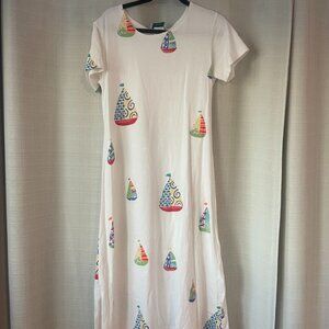 Cotton Short-Sleeved Resortwear in Sailing Motif